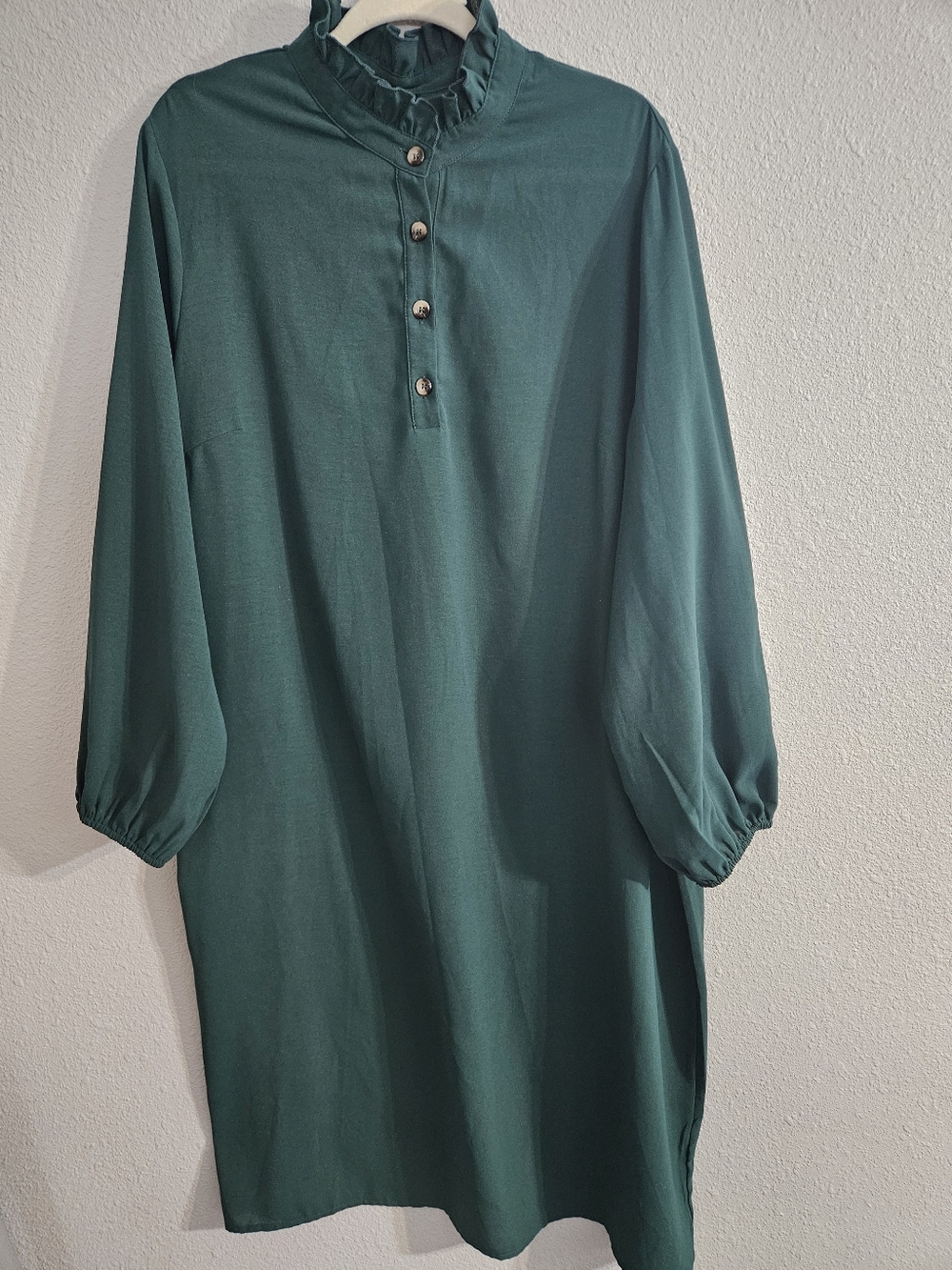 Shein 3XL Deep Emerald Green Long-Sleeved Shift Dress